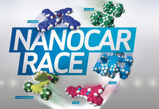 Watch the world’s smallest cars race along tracks thinner than a human hair